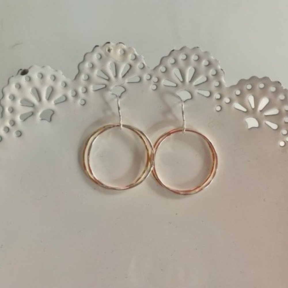Mixed Metal Hammered Earring
